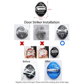 LIGHTKOREA Stainless Steel Metal Car Door Striker Lock Latches Protector Cover Dress up Accessories (Pack of 4) Compatible with Toyota Honda Hyundai Kia Vehicles (Black)