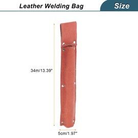 sourcing map Welding Rod Pouch 13.39" x 1.97" x 11.02" Leather Electrode Holder Welding Rod Electrode Waist Bag with Rivets Reinforced for Storage Welding Tools, Brown Red