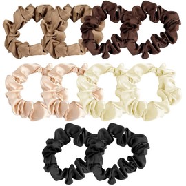 Pack of 10 Silk Hair Rings Satin Hair Scrunchies Soft Elastic Silk Scrunchies Ponytail Tear-Resistant Cable Bobbles for Women Girls Hair Accessories 5 Colours