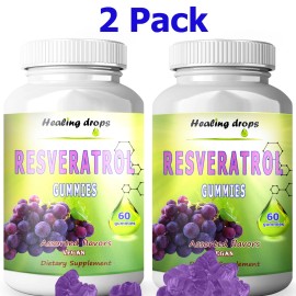 (Pack de 2) Gomitas Resveratrol - Potente Resveratrol 1200mg + Trans-Resveratrol