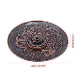Incense Plate Holder Vintage Incense Burner Cover Bronze Chinese Dragon Phoenix Tibetan Incense Plate Vintage FengShui Decoration(Red Bronze)