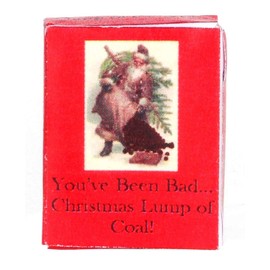 Melody Jane Dolls House 'You've been Naughty' Christmas Lump of Coal Box Miniature 1:12