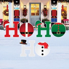 Ho Ho Ho Santa Snowman Elf Yard Signs, Outdoor Christmas Lawn Decorations with Stakes, Merry Xmas Holiday Garden Patio Pathway Décor
