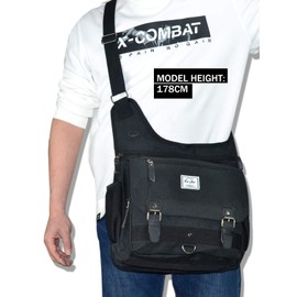 d'yallee Crossbody Messenger Bag Men Waterproof Shoulder Business Work Bag Nylon (Shoulder bag - Black)