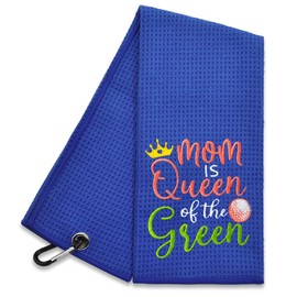 Hafhue Mom is Queen of The Green Embroidered Golf Towel, Golf Accessories for Women, Golf Gifts for Mom Golf Lovers, Birthday Retirement Gifts for Mom Golf Lovers, from Daughter Son