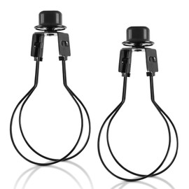 Lamp Shade Light Bulb Clip Adapter, Clip on Lampshade Adapter Includes Finial and Lampshade Levellers to Keep Lamp Shade in Place, Lamp Shade Holder for Clip On Light Bulbs Black 2 Pack