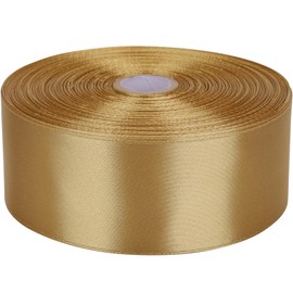 Baocuan 1-1/2 inch Champagne Gold Satin Ribbon 50 Yards Solid Fabric Ribbons Roll for Wedding Invitations, Bridal Bouquets, Sewing, Party Decorations, Gift Wrapping and More
