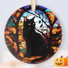 Touber Christmas Ornaments - Tree Decorations - Black Cat in Dark Night