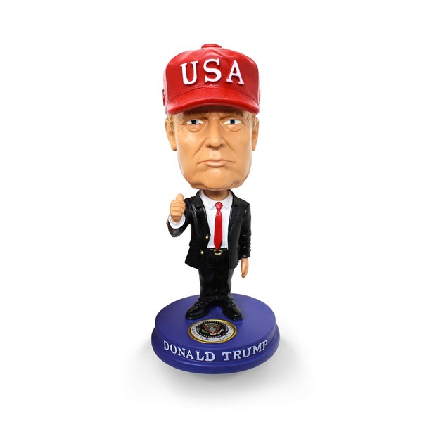 CHOK.LIDS President Trump Bobblehead MAGA Hat 45 2020 Re-Election Classic Red Tie and Thumbs Up for Car, Desk, Office (Small)