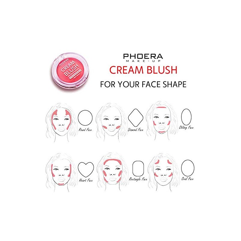 PHOERA Makeup Face Cheek Blush Cream Matte Blusher Super blend-able