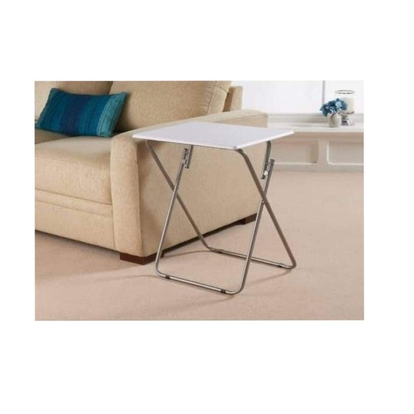 Space Saving Table Reliable Folding Legs Picnic Garden Patio Bbq Party Table Home Furniture Office Compact Desk Study Desk with Metal Legs (White)