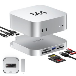 Mac Mini M4 Dock, USB 3.2 10Gbps CFexpress Type B/Type A Card Reader, SD/TF 4.0 Slot, M.2 NVMe SSD Enclosure, 10Gbps USB-C, 5Gbps USB-A*2, For Content Creators and Professional Filmmakers