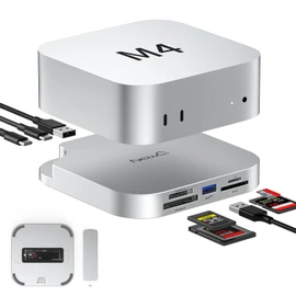 Mac Mini M4 Dock, USB 3.2 10Gbps CFexpress Type B/Type A Card Reader, SD/TF 4.0 Slot, M.2 NVMe SSD Enclosure, 10Gbps USB-C, 5Gbps USB-A*2, For Content Creators and Professional Filmmakers