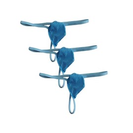 Golirsteca - Tanga de nailon transpirable para hombre con micro tangas, bolsa de abultamiento en la parte trasera en T, azul/azul/azul, Large