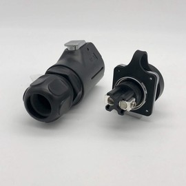 CNLINKO 2 Pin 50Amp Power Industrial Circular Connector, Male Plug & Female Panel Mount Receptacles Socket Jack, Rated 50amp, Outdoor Waterproof IP67, Easy Plug and Pull, Screw Locking Termination