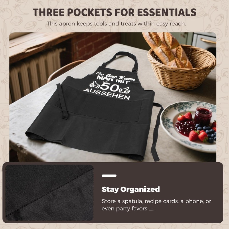Bafiwu Funny BBQ Apron for Men, Cooking Apron Black, Gift