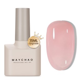 MAYCHAO Jelly Gel Nail Polish -15ML Nude Pink Jelly Gel Polish Soak Off UV LED Transparent Pink Nail Polish for DIY Manicure Home Salon Nail Art