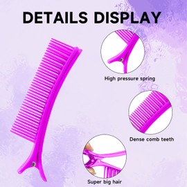 Pack of 6 Hair Section Clips, Hairdressing Hair Clips, Professional Section Clips, Curler Clips, Non-Slip Hairdressing Clips with Fine-Tooth Comb for Hairdressing Salons and Home