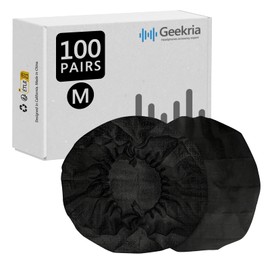 Geekria 100 Pairs Disposable Headphones Ear Cover for Over-Ear Headset Earcup for Bulk Pack, Stretchable Sanitary Ear Pads Cover, Hygienic Ear Cushion Protector Wholesale Multi-Pack(M/Black)