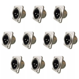 Unbranded 10Pcs XLR 3Pin  male panel mount chassis, Fine nickel plated housing