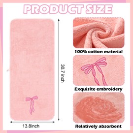 Tegeme 3 Pcs Bow Microfiber Gym Towels Coquette Embroidered Bow Bigger Size Soft Quick Drying Towels 14 x 31 Inches for Gym Exercise Fitness Sports Workout Spa Bathroom Kitchen Women Gifts