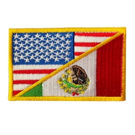 USA American United States and Mexico Flag Patch 3.5 Inches Military Army Morale Embroidered Badges Patch National Applique Hook and Loop Fastener Multi-Color Emblem for Backpack Bag Vest Clothes