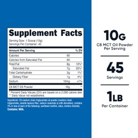 Nutricost C8 MCT Oil Powder 1LB (16.2oz) - 95% C8 MCT Oil Powder