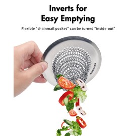Wokdada Revolutionary Kitchen Sink Drain Strainer/Patented Reversible Chain Mesh, Effortless Cleaning & Debris Catcher, Large Capacity, No Clog, 304 Stainless Steel & Rust-Proof/Handmade