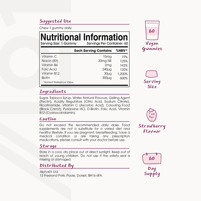 B Complex Gummies - Potent Formula Contains 5 Essential B