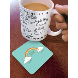 Brainbox Candy - Funny 'Happy Clouds Coaster' - Small Gift Ideas For Him Her - Friends Birthday - Housewarming Present - New Home Gift - Funny Gifts For Women Men