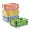 Xhwykzz 4 pack Folding Plastic Baskets, Pastel Milk Crates, Storage