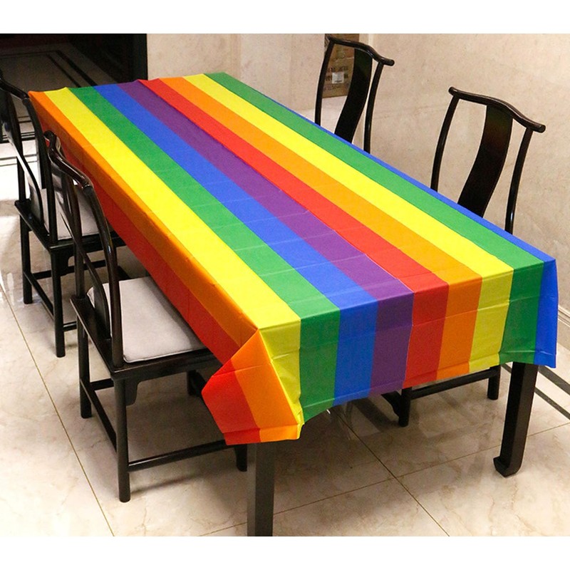 Siencooray 2 Pack Pride Rainbow Tablecloth Gay Pride Decorations Plastic