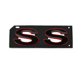 2Pc 1996-2002 Camaro SS Fender Emblem 3D Badge Nameplate Letter Sticker 12369966R Replacement for SS (Black Red)