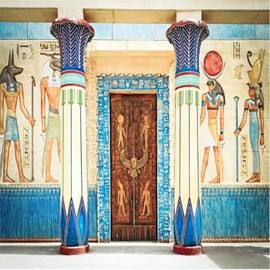 HONOKBNM 3D Mural Wallpaper Retro Egyptian Characters Palace Column Mural Wallpaper Restaurant Cafe Hotel Background Wallpaper Art Poster (Non self-Adhesive)