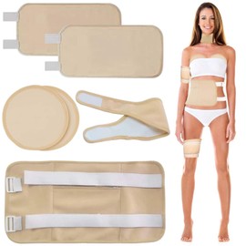 6 Stück Castor Oil Pack Kit: Rizinusöl-Wickel, Rizinusöl Packung, Wiederverwendbare Rizinusöl Packung Kit für Bauch Wade Knie Hals und Brust zur Leberentgiftung, Muskelschmerzen, Nackenentspannung