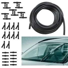 dawfall Car Windshield Washer Hose Kit, Includes 13Ft Rubber Washer Hose with 30 PCS Vehicle Hose Connectors, Universal Automotive Windshield Wash Accessories, Suitable for Cars Trucks SUVs (Black)