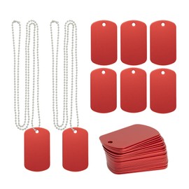 StayMax 25 x Red Blank Aluminium Dog Tags with Ball Chain Number0054