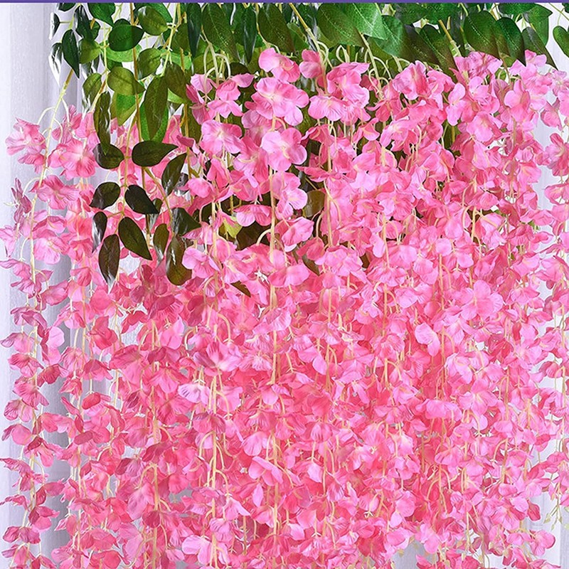 SZJH 12pcs 3.6 Feet/Piece Artificial Fake Wisteria Vine Ratta Hanging