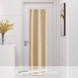 NICETOWN Kitchen Door Window Curtain for Privacy, Sidelight Patio Door Curtain Panel Include Self Adhesive Sliding Track, French Front Door Shade for Nursery, 25W x 72L inch, Biscotti Beige, 1 PC