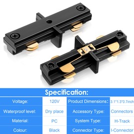Enhon 4 Pack Replacement for H Track Dead End I Connector Compatible with WAC Lighting H Track Systems, 3 Wire 1 Track Lighting Replacement for H Track System Track Lighting Accessories(Black)