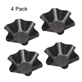 4Pcs Tortilla Pan Bowls, Tortilla Maker Nonstick Taco Shell Maker Salad Bowl Carbon Steel Baking Molds for Kitchen(Black)