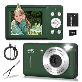 Digital Camera, Camera for Kids, FHD 1080P Point and Shoot Digital Cameras with 16X Zoom, Face Detect, Smile Capture, Anti Shake, for Boys Girls Teens Gifts (Deep Green)