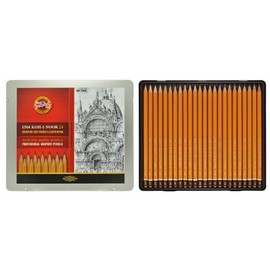 KOH-I-NOOR Artists Pencils Graphite-Tipped Pencils 24er Set of Metal Caste Professional Character Pens