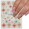 5D Embossed Flower Nail Art Stickers Hibiscus Nail Stickers Pink