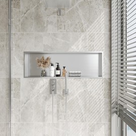 Neodrain No Tile Shower Niche, Shower Niche Bathroom Shelf, Inner Size 36" X 12" X 4", Brushed Stainless Steel Bathroom Wall Niche Cubby, NO Tile Needed Recessed Niche Shower for Storage