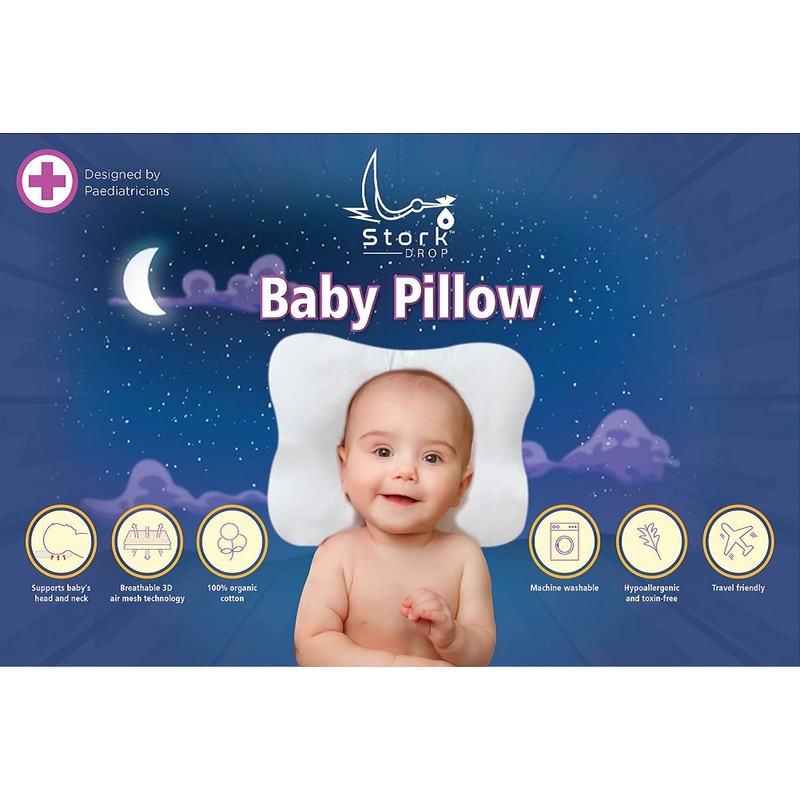 Stork Drop - Flat Head Baby Pillow | Prevents &