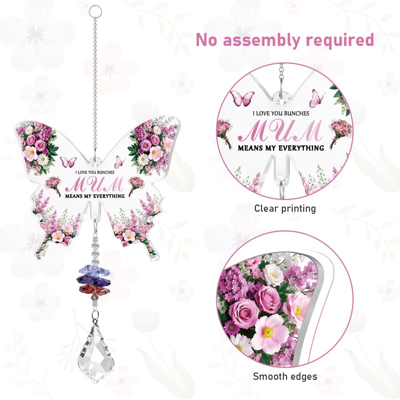 Sanyetral To Daughter Gift from Mum,Butterfly Acrylic Crystal Sun catcher