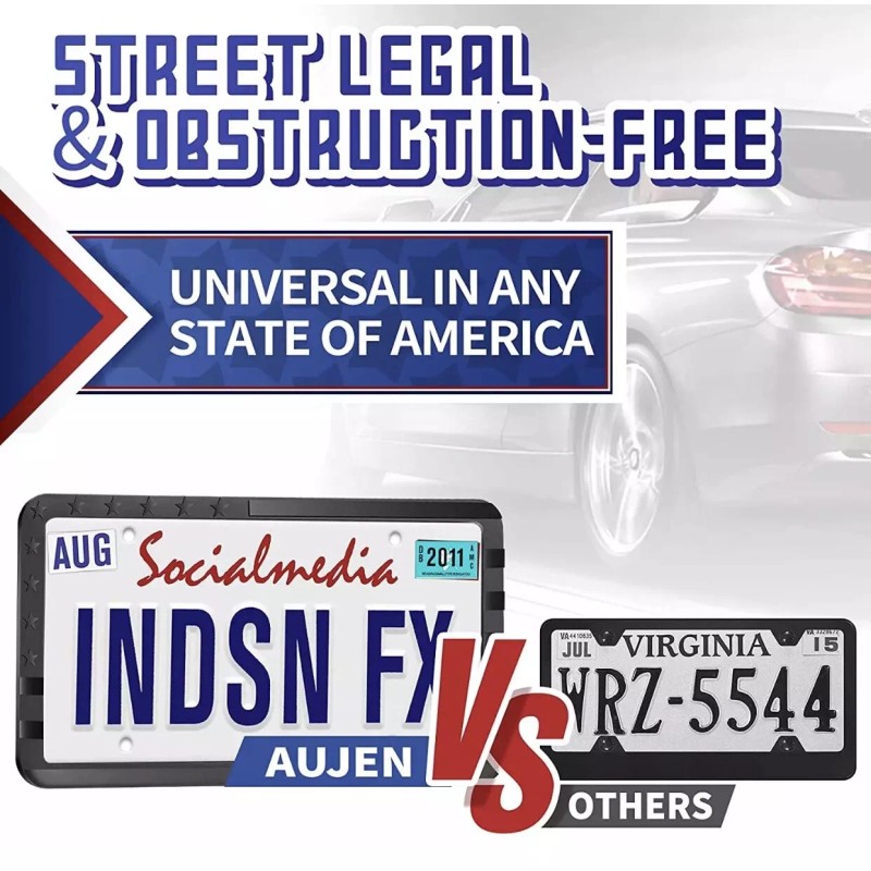 BLVD Silicone American Flag License Plate Frame 2 Packs, USA