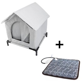 Unbranded Insulated Heated Cat House for Outdoor Indoor Winter Cat Shelter with Heating Pa - House Bed with Electric Heating Pad
