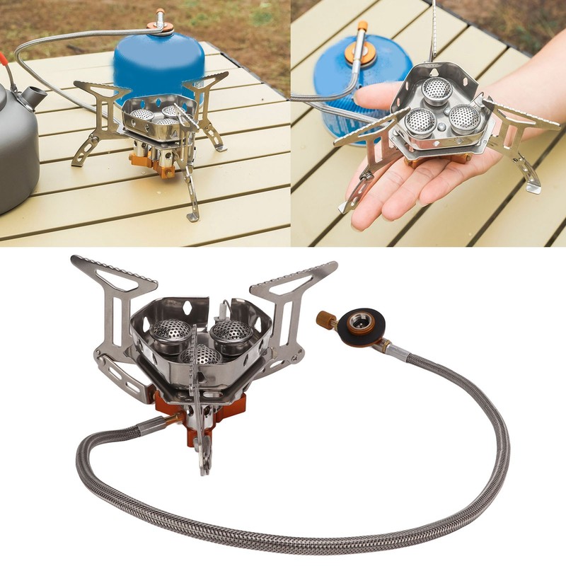 Mini Camping Gas Stove Windproof Stove Three Core Head Gas